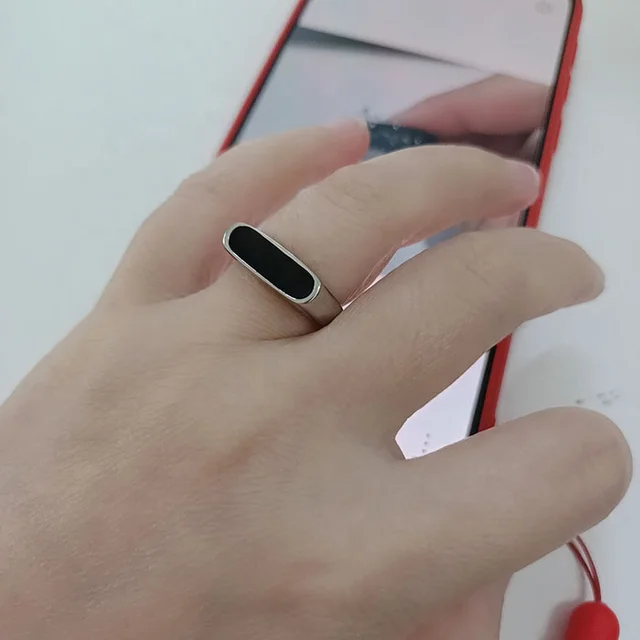 Minimal Silver Black Epoxy Ring For Men/Women