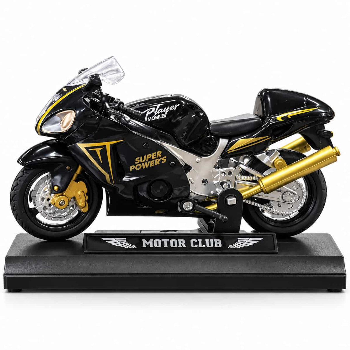 Suzuki Hayabusa Heavy Bike Die Cast Model With Stand Black Gold