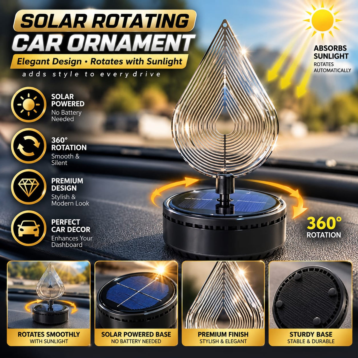 Wind Spinner Solar Car Dashboard Perfume