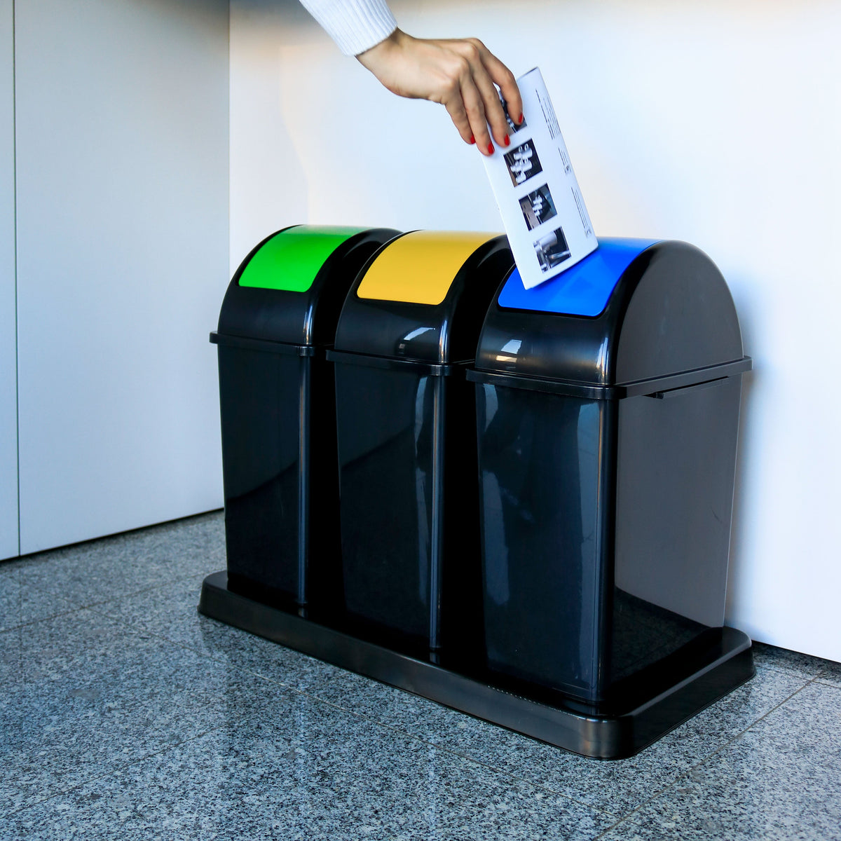 3 Recycling Containers With Base 15L x 3 (Made in Portugal)