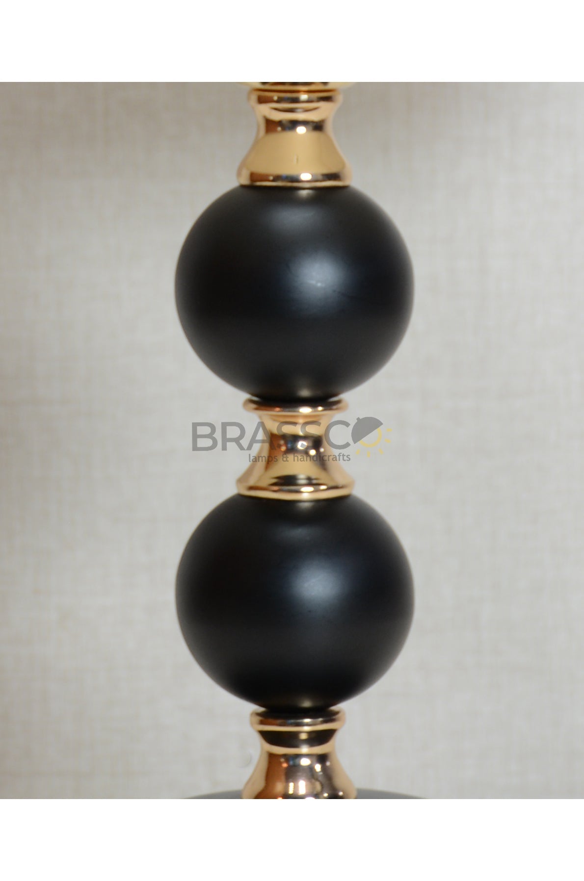 Black Ball-Accent Brass Metal Table Lamp