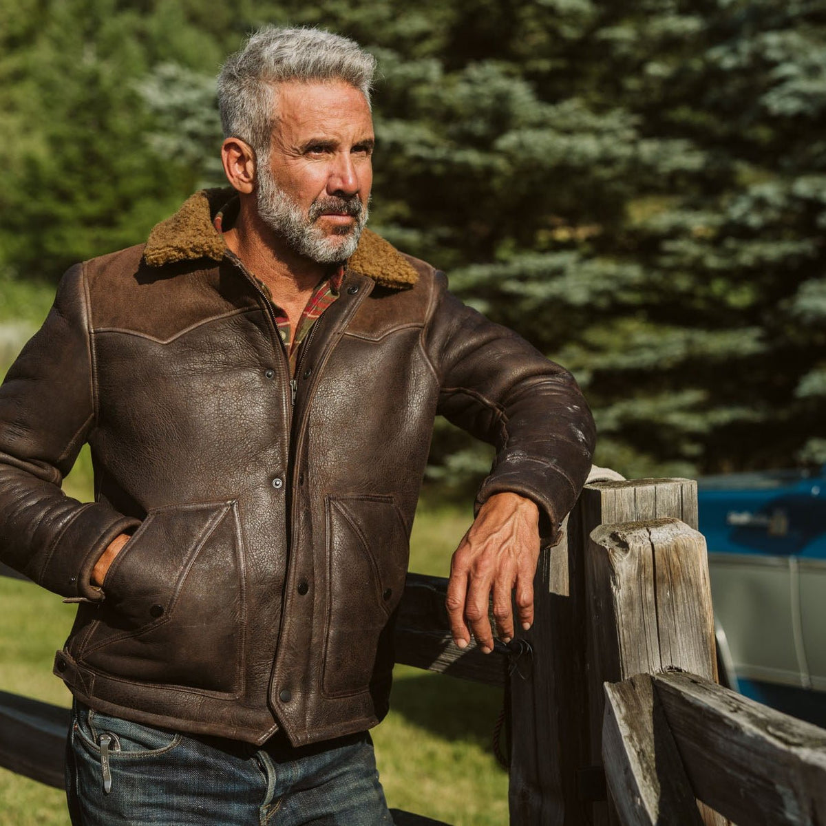 Jackson Shearling Leather Jacket | Brown