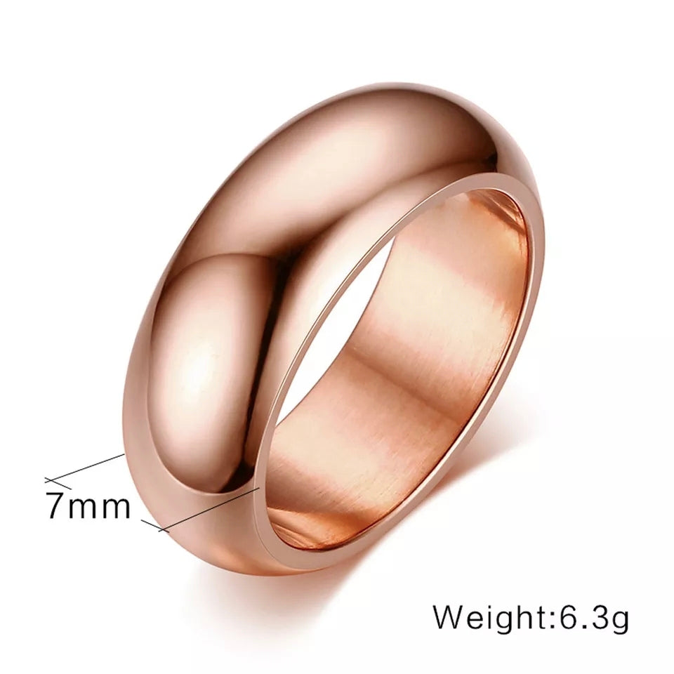 Rose Gold Titanium Round Ring For Men