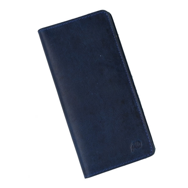 Slim Vintage Long Leather Travel Wallet For Mobile/Credit Cards-BLUE BERRY