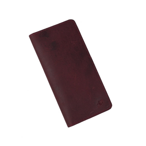 Genuine Vintage Leather Travel Mobile Long Wallet CRIMSON RED