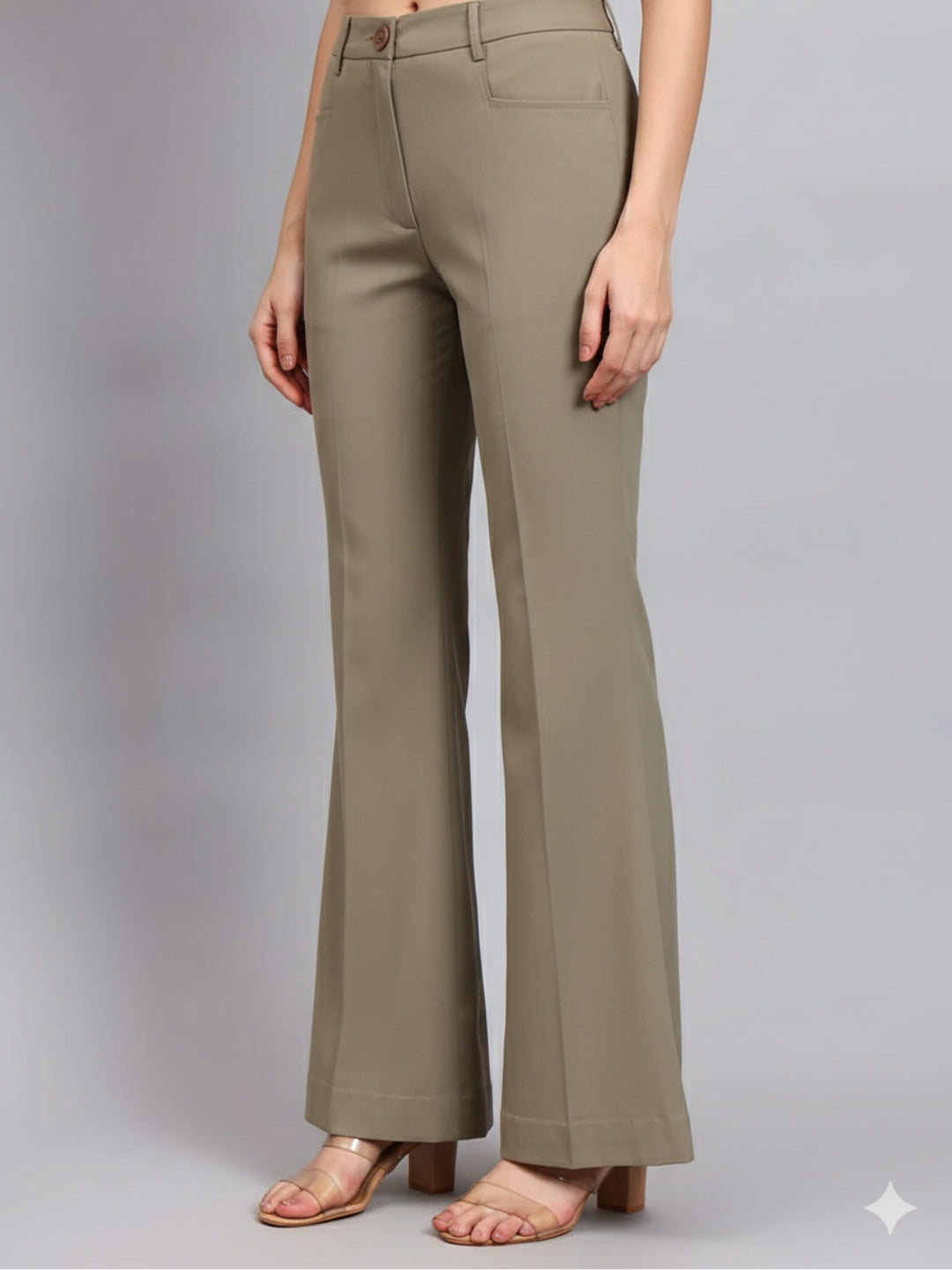 Women Pastel Fern Green Formal Trouser