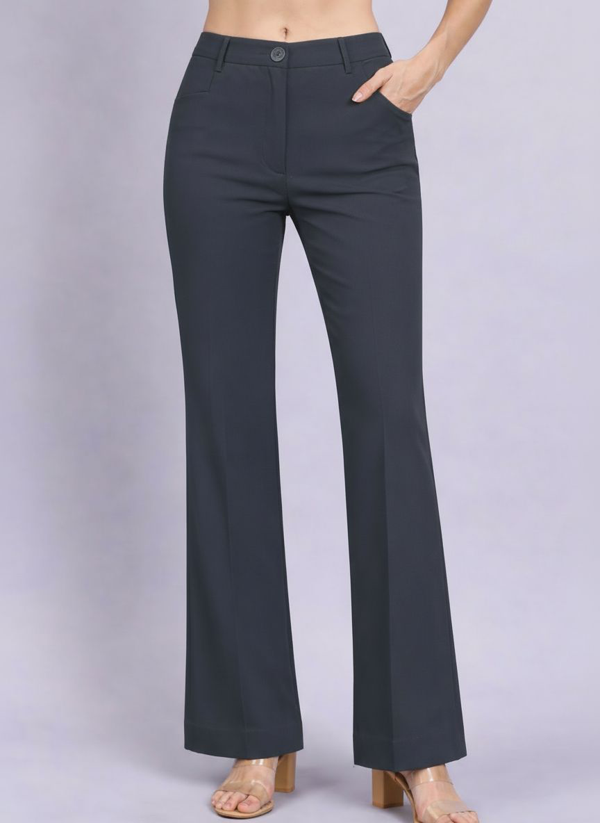Women Grey High-Rise Trouser