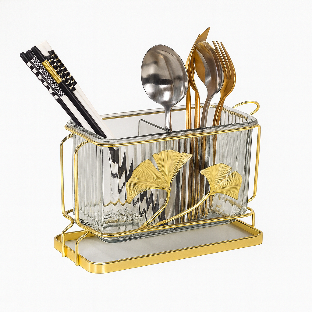 Golden Elegant Partition Spoon Holder