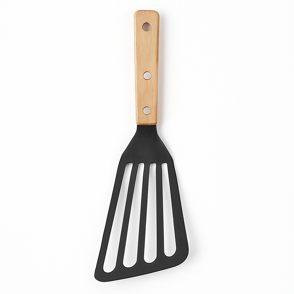 Stainless Steel Kitchen Spatula with Wooden Handle – Durable Cooking
