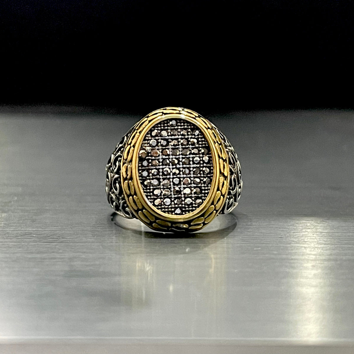 Cubical Zircon Oval Crown Turkish Ring For Men