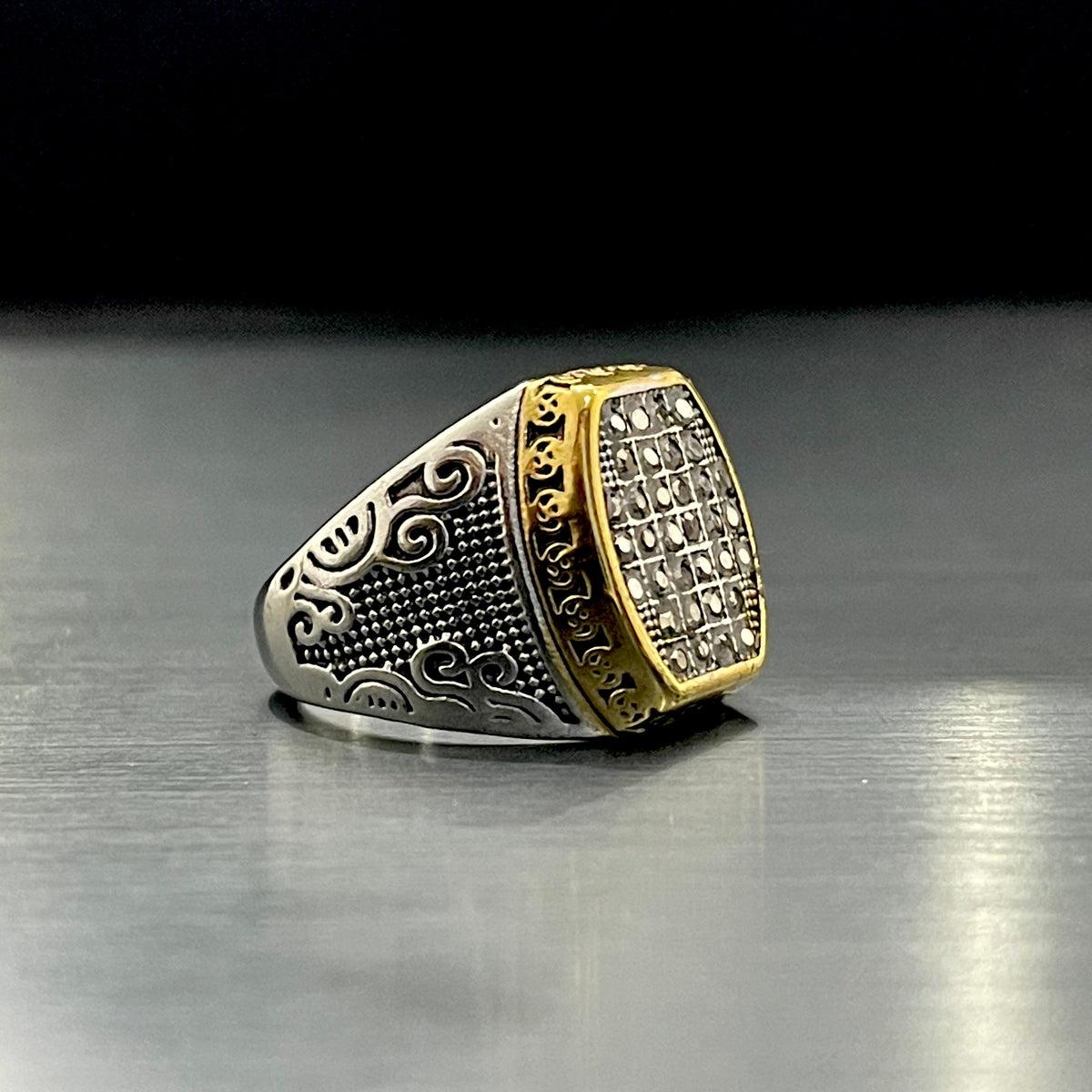 Cubical Zircon Square Crown Turkish Ring For Men