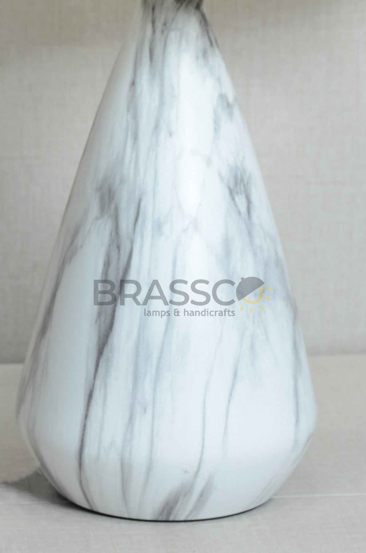 white Marble Cone-Shade Brass Metal Table Lamp