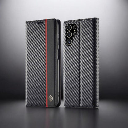 [FREE SHIPPING] CARBON FIBER BOOKLET LEATHER CASE FOR SAMSUNG S22 ULTRA