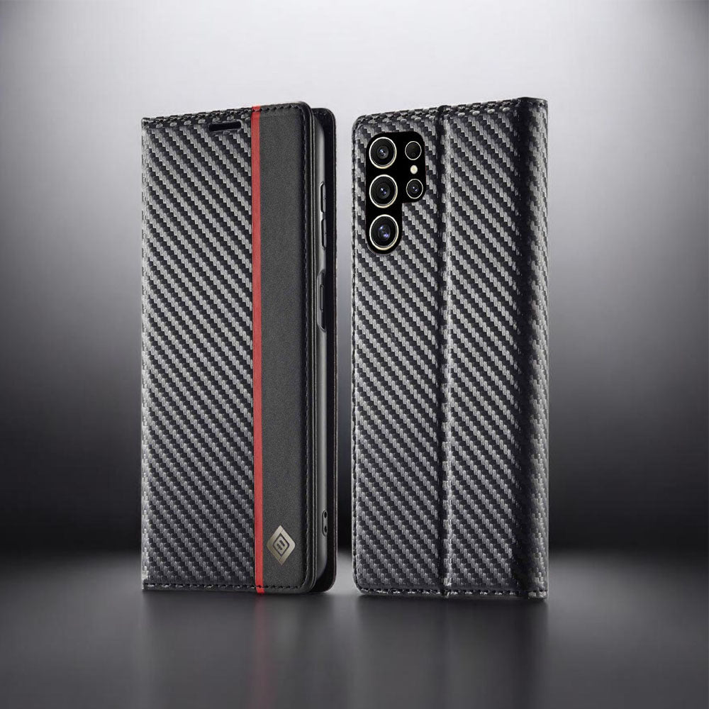 [FREE SHIPPING] CARBON FIBER BOOKLET LEATHER CASE FOR SAMSUNG S24 ULTRA