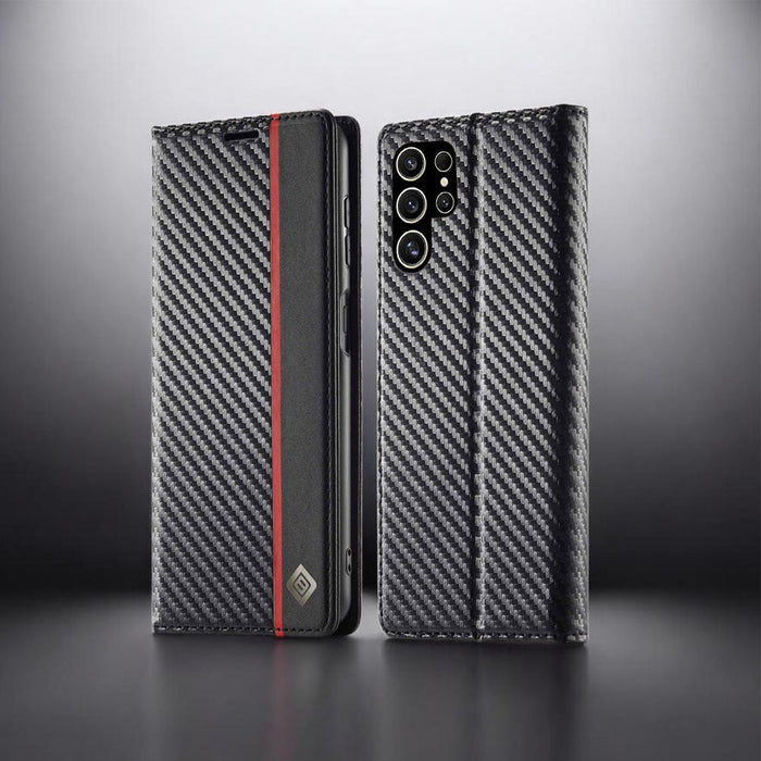 [FREE SHIPPING] CARBON FIBER BOOKLET LEATHER CASE FOR SAMSUNG S24 ULTRA