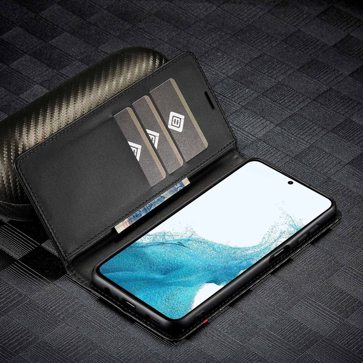 [FREE SHIPPING] CARBON FIBER BOOKLET LEATHER CASE FOR SAMSUNG S24 ULTRA