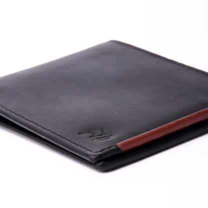 Mens Pure Leather Wallet Bifold TAN BRN  stripe
