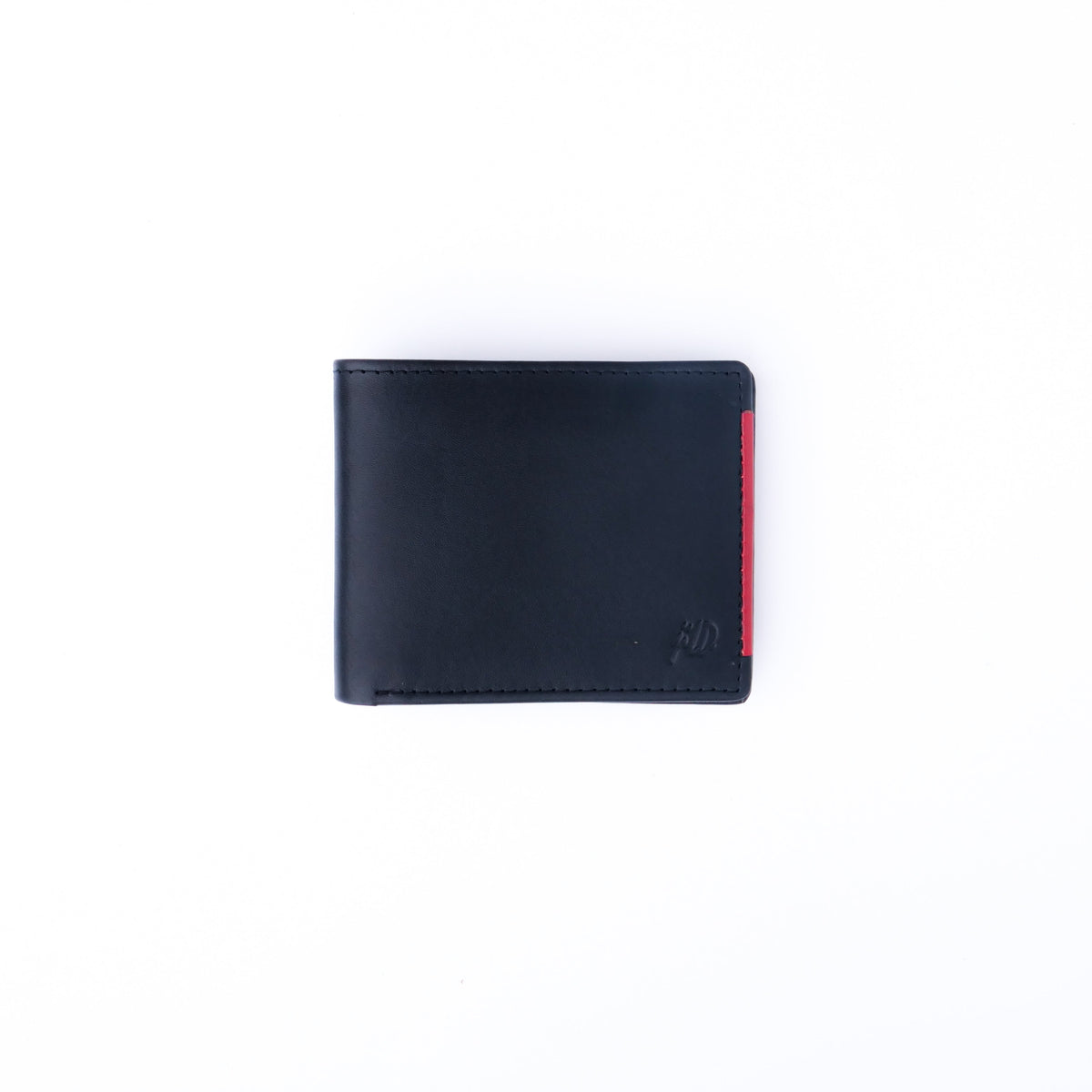 Mens Pure Leather Wallet Bifold Red Stripe