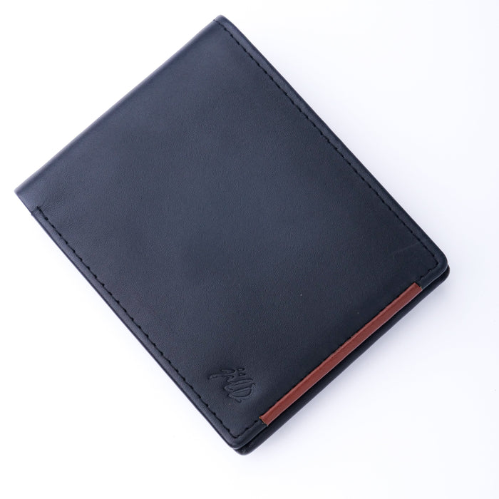 Mens Pure Leather Wallet Bifold TAN BRN  stripe