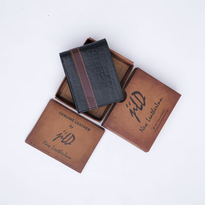 Croc-Style Leather Mens Wallet-Black