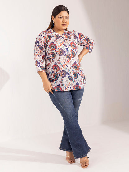 Chic V-Neck Floral Printed Top