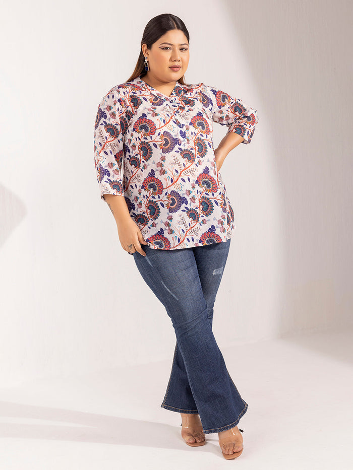 Chic V-Neck Floral Printed Top
