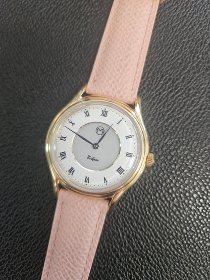 Lugano Eclipse Solar 36 MM Yellow Gold + Free Leather Band