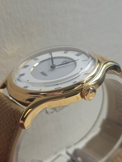 Lugano Eclipse Solar 36 MM Yellow Gold + Free Leather Band