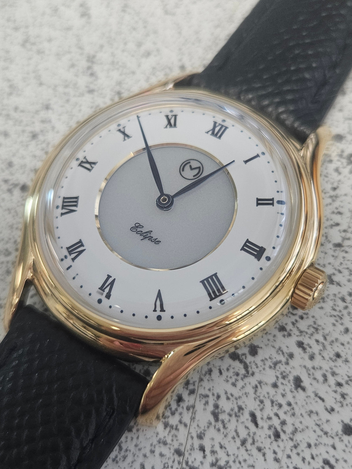 Lugano Eclipse Solar 36 MM Yellow Gold + Free Leather Band