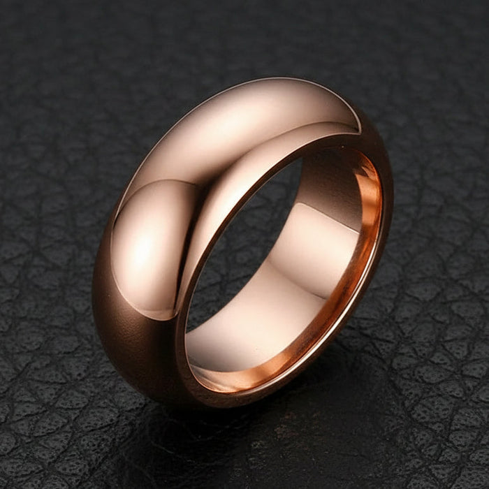 Rose Gold Titanium Round Ring For Men