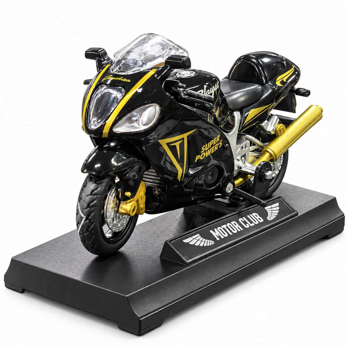 Suzuki Hayabusa Heavy Bike Die Cast Model With Stand Black Gold