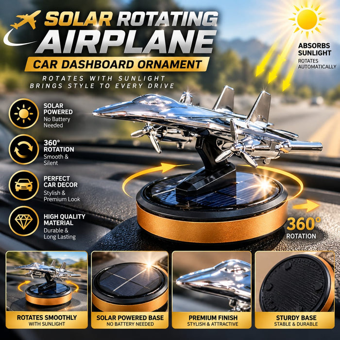 Metal Automatic Rotating Fighter Plane Solar Car Perfume For Dashboard