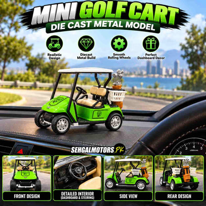 Mini Golf Cart Die Cast Metal Model Green - Pull Back Action