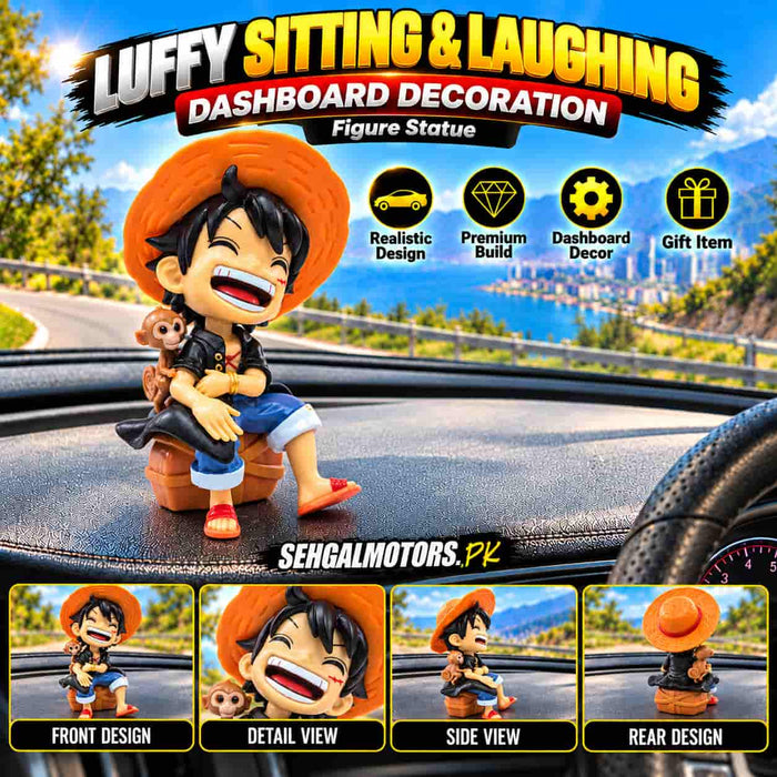 Luffy Sitting and Laughing Figure Statue Dashboard Decoration