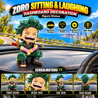 Zoro Sitting and Laughing Figure Statue Dashboard Decoration