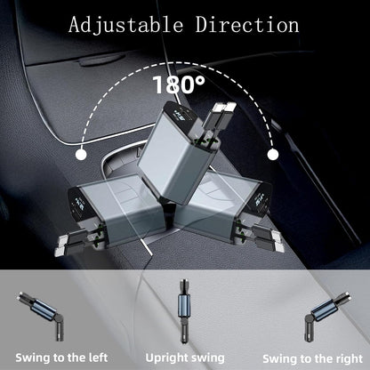 4-in-1 Retractable DC Car Charger Fast Charging USB Type C - Car Phone Charger Adapter 120W