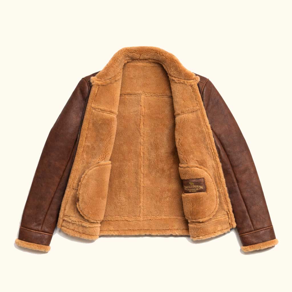 Shearling Leather Bomber Jacket | Grizzly Brown