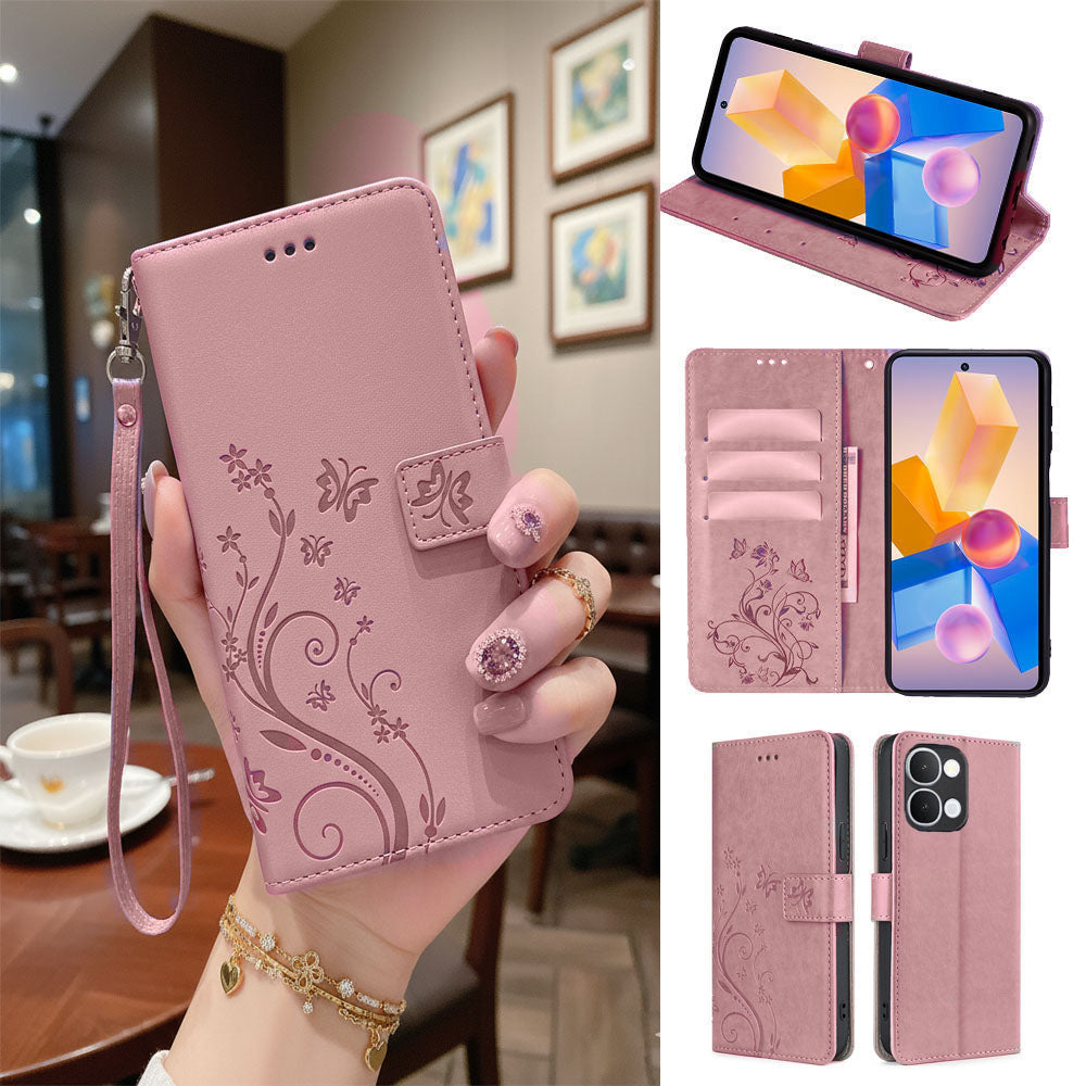 [FREE SHIPPING] BUTTERFLY FLOWER LEATHER FLIP WALLET CASE FOR VIVO Y31D