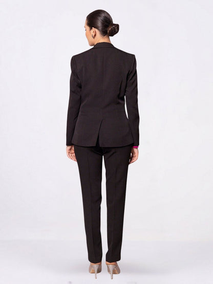 Women Black Single Breasted Formal Pant Suit