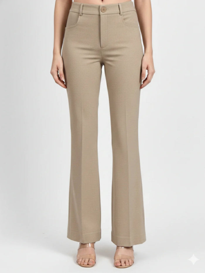 Women Beige High-Rise Trouser