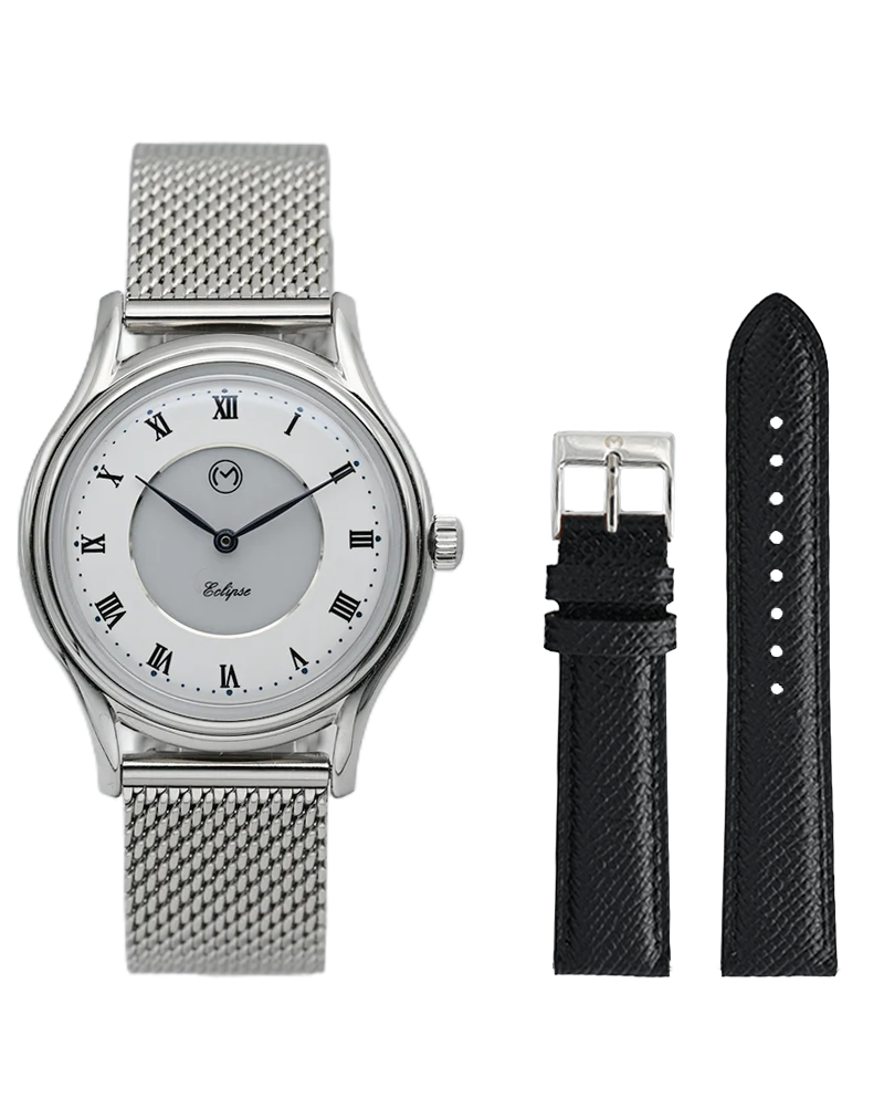 Lugano Eclipse Solar 36 MM Steel + Free Leather Band