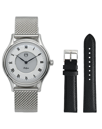 Lugano Eclipse Solar 36 MM Steel + Free Leather Band
