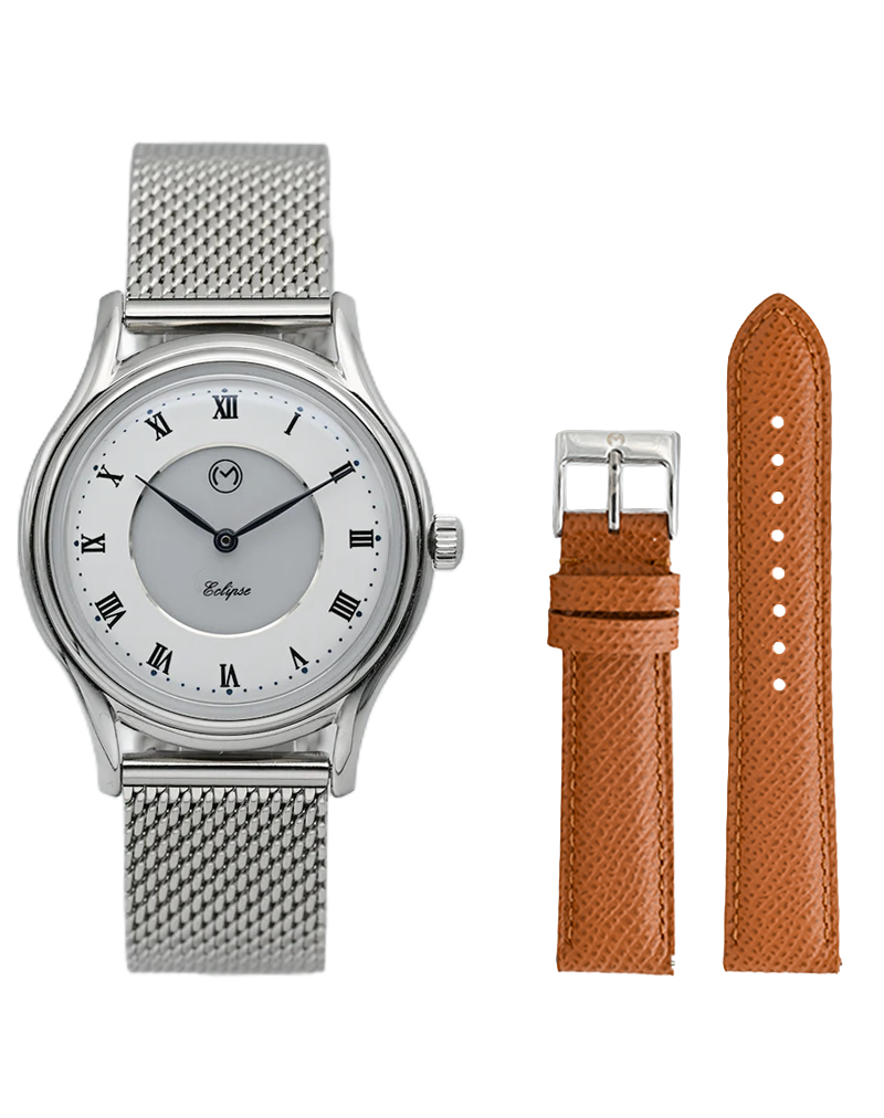 Lugano Eclipse Solar 36 MM Steel + Free Leather Band