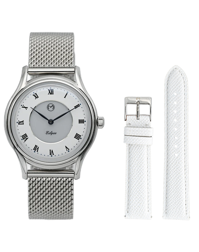 Lugano Eclipse Solar 36 MM Steel + Free Leather Band
