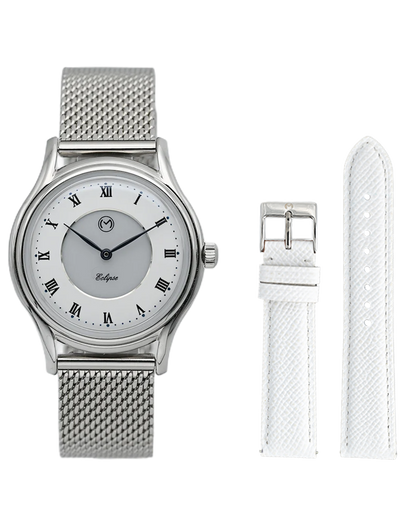 Lugano Eclipse Solar 36 MM Steel + Free Leather Band