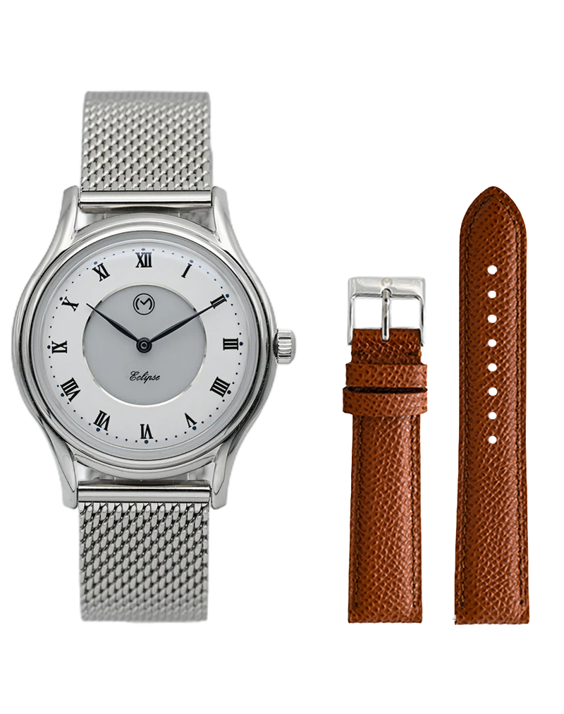 Lugano Eclipse Solar 36 MM Steel + Free Leather Band
