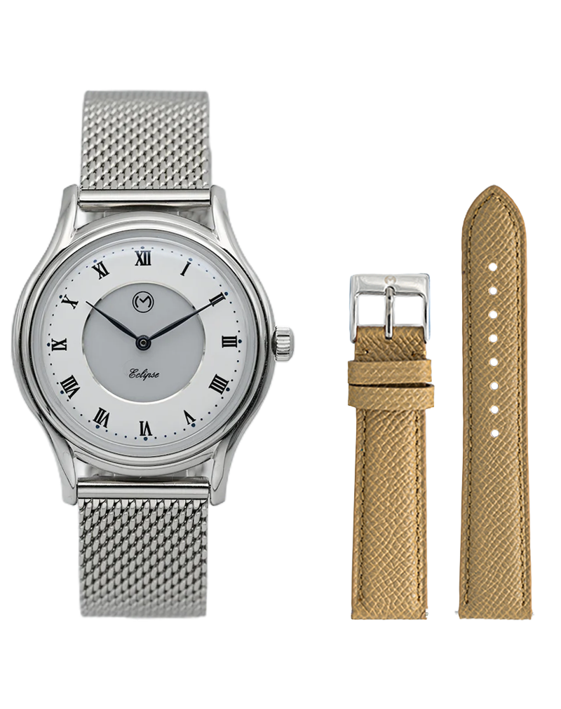 Lugano Eclipse Solar 36 MM Steel + Free Leather Band