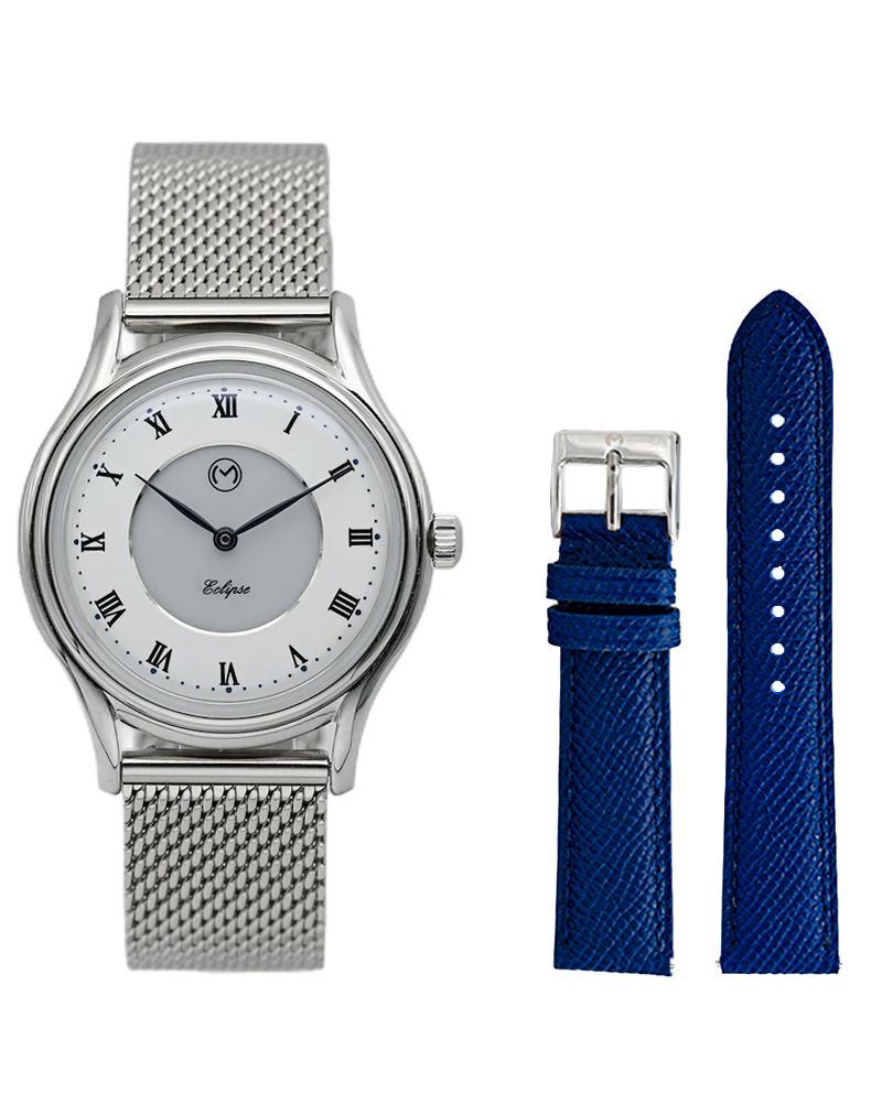 Lugano Eclipse Solar 36 MM Steel + Free Leather Band