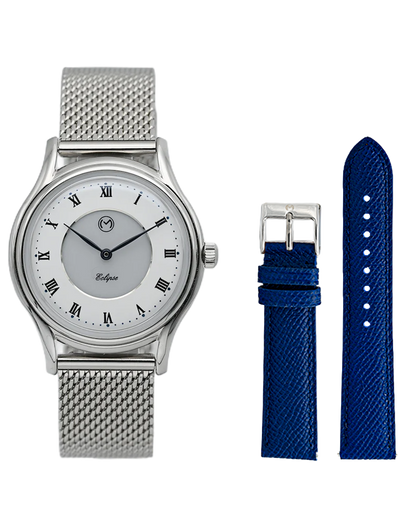Lugano Eclipse Solar 36 MM Steel + Free Leather Band