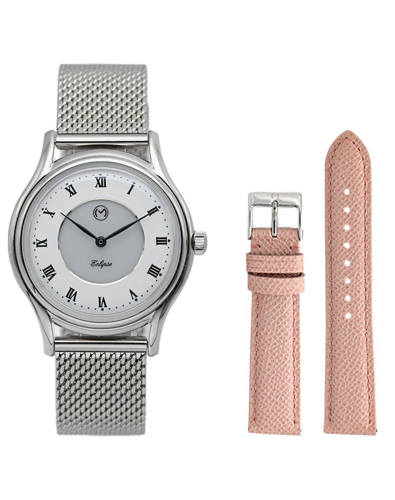Lugano Eclipse Solar 36 MM Steel + Free Leather Band